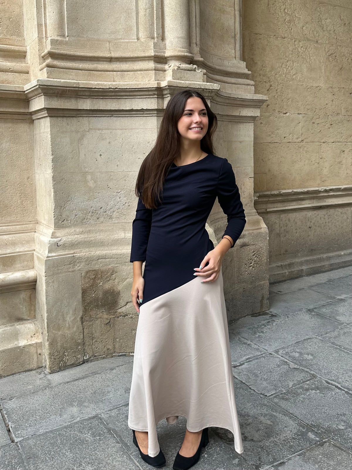 Vestido Bicolor AzulMarino