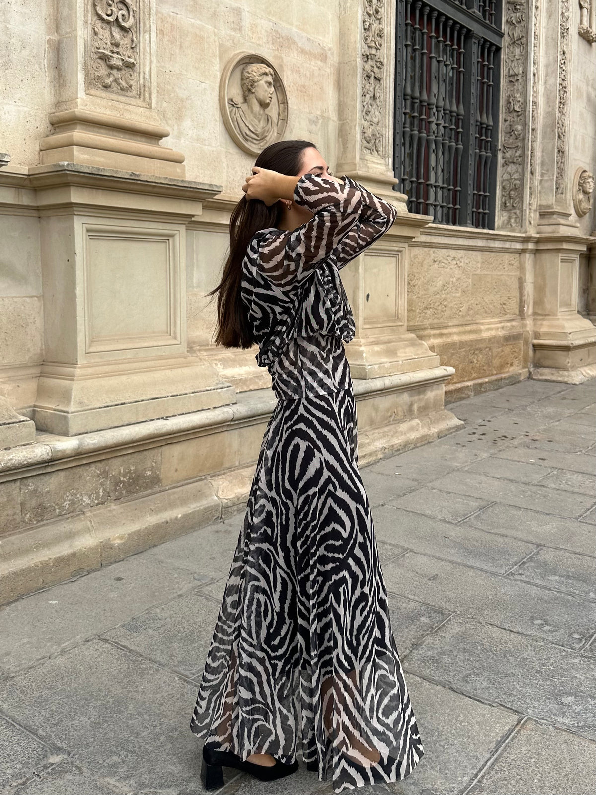 Conjunto Tul Zebra Negro