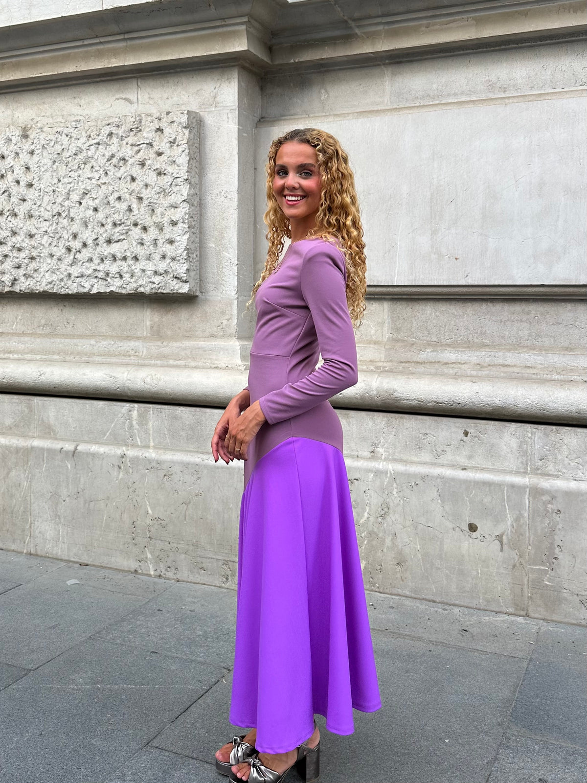 Vestido Bicolor Lila