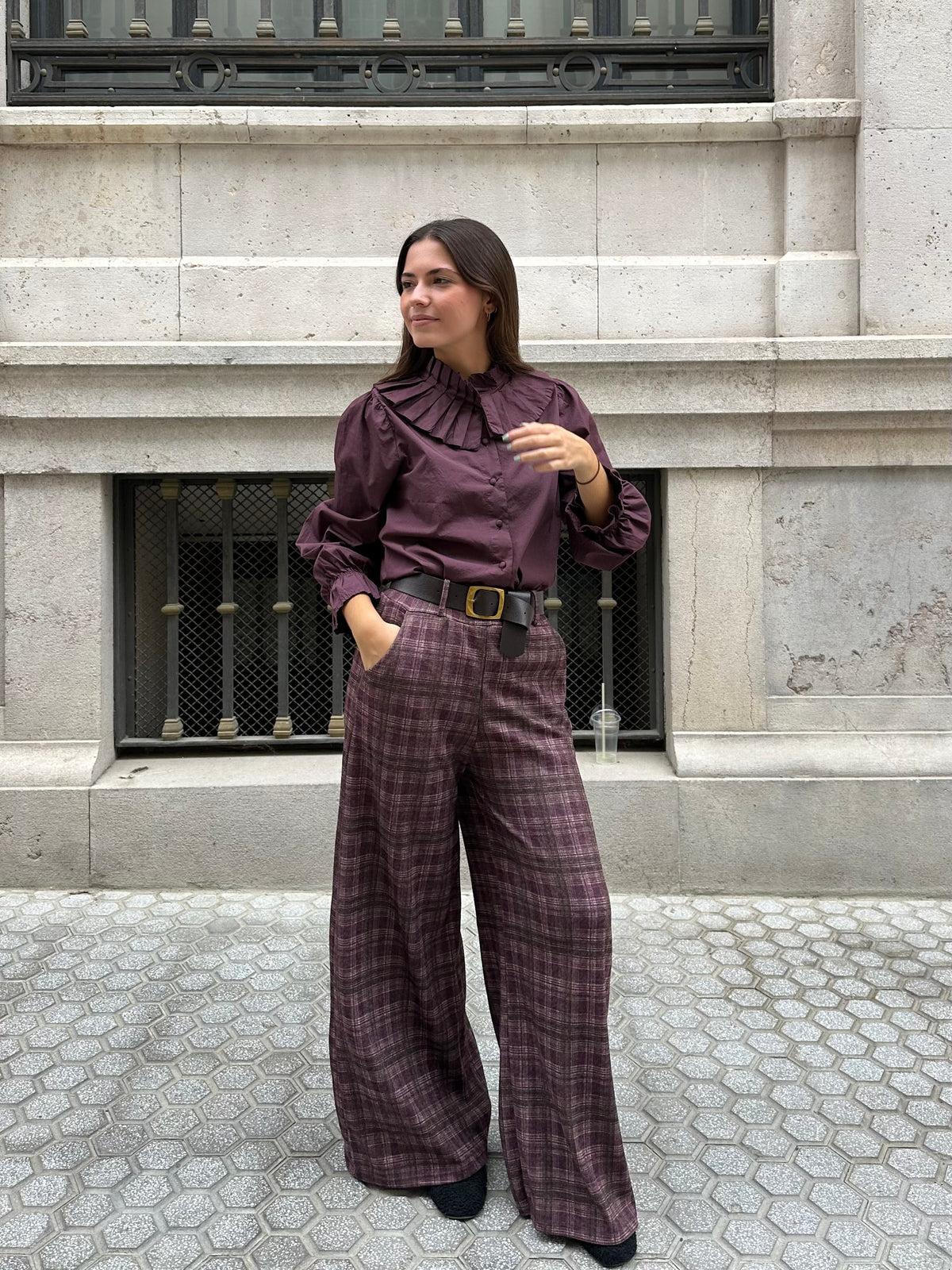 Pantalón Oxford Berenjena